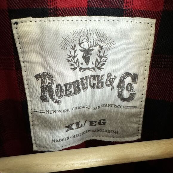 S Roebuck and Co Flannel Shirt Men XL Snap Button Western Chest Pockets Cotton - Picture 7 of 8
